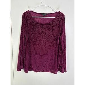 Roz Ali Top Womens Large Velvet Burnout Semi Sheer Whimsigoth Soft Witchy